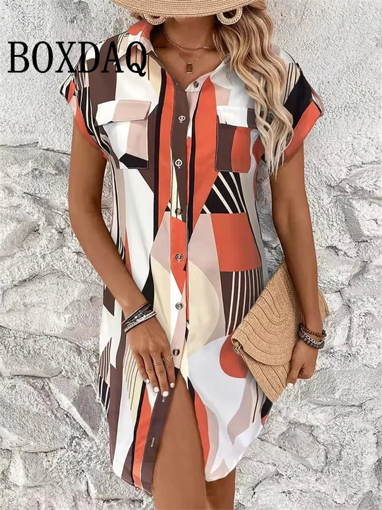 Geometric Print Shirtdress