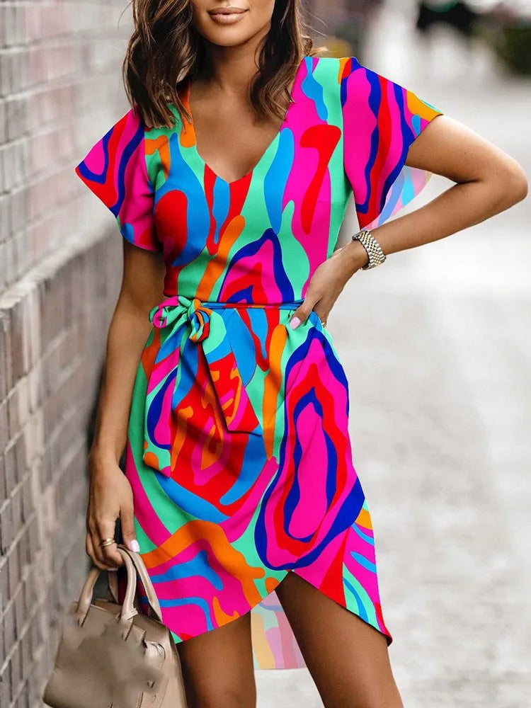 V-Neck Print Dress