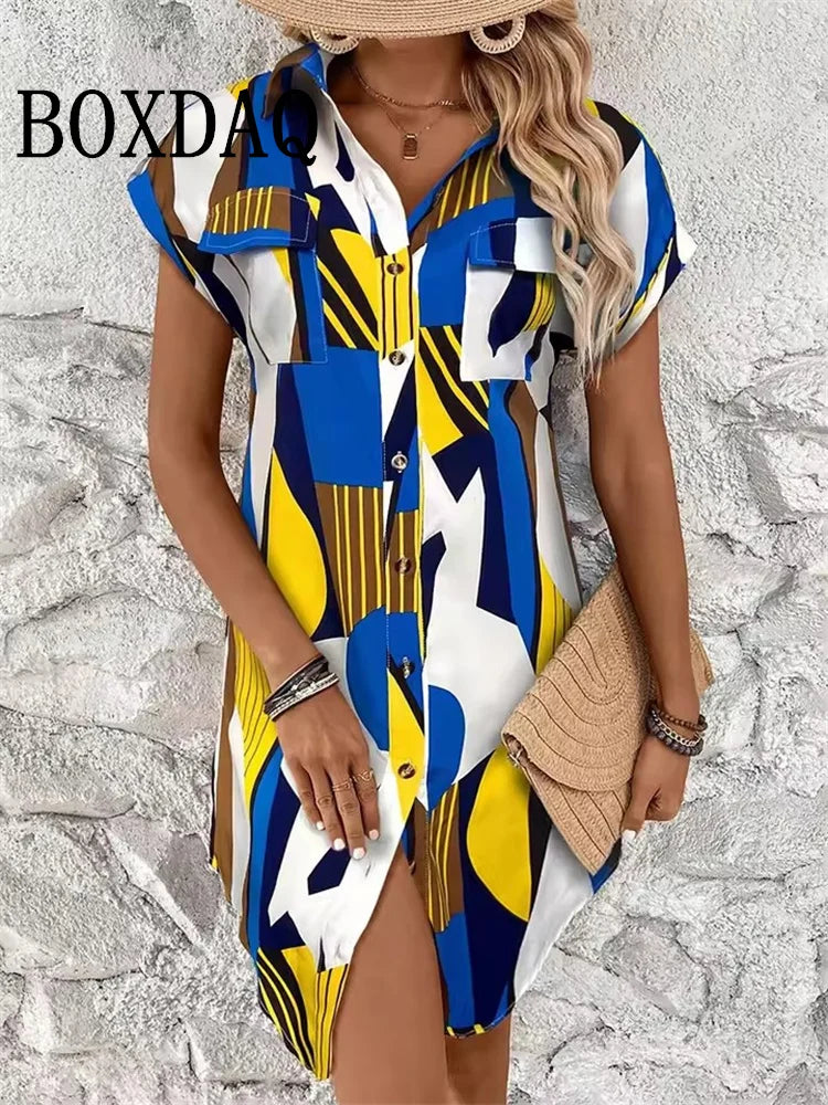 Geometric Print Shirtdress