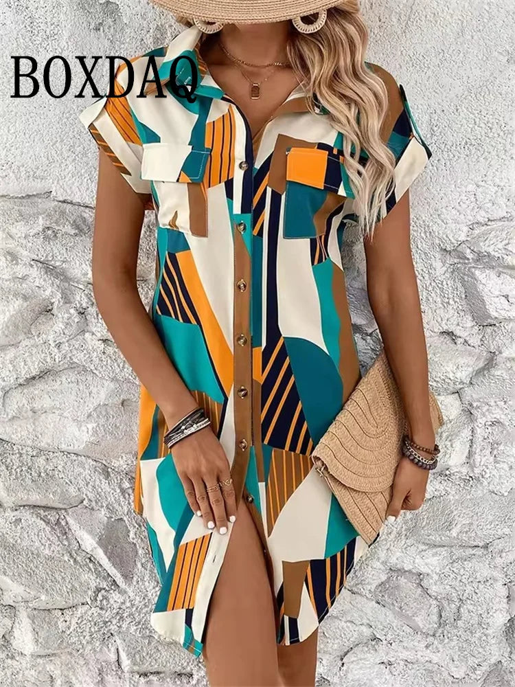 Geometric Print Shirtdress