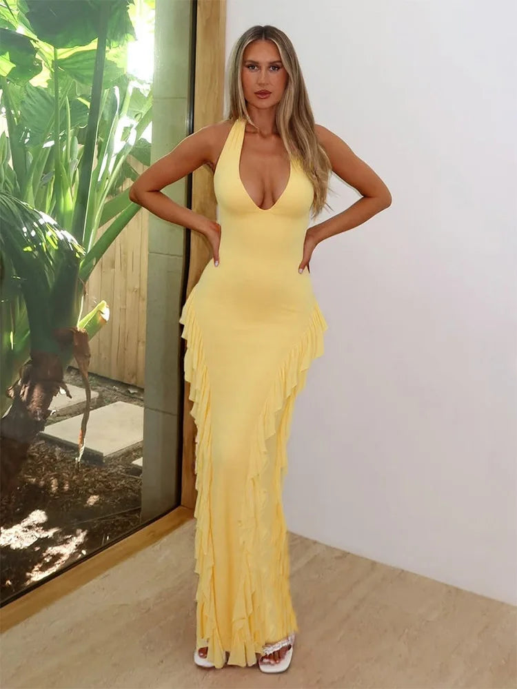 Yellow Backless Gown
