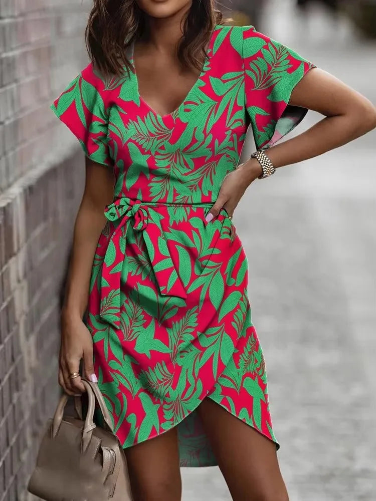 V-Neck Print Dress